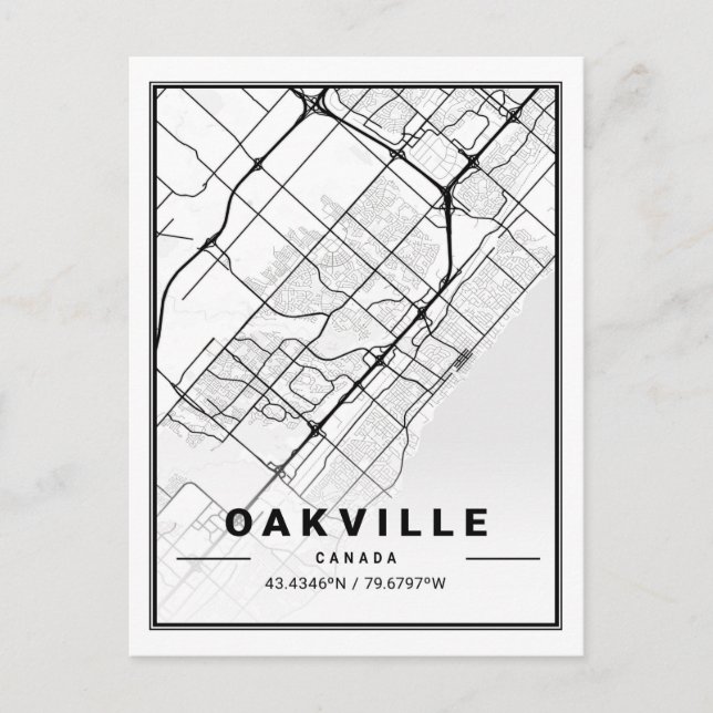 Postal Oakville Ontario Canada Travel City Map Poster (Anverso)