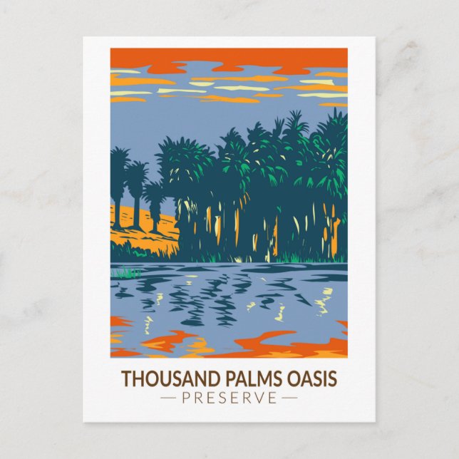 Postal Oasis de las Mil Palmas Preservar California Vinta (Anverso)