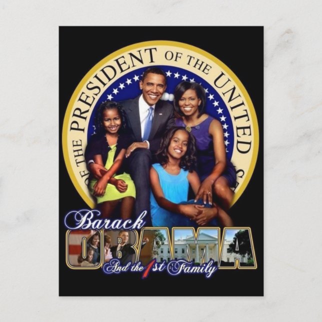 Postal OBAMA-1ª FAMILIA-Postcard (Anverso)