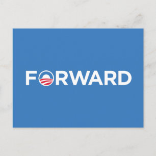 Postal Obama Biden 2012 Adelante (blanco sobre azul claro