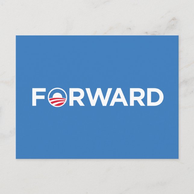 Postal Obama Biden 2012 Adelante (blanco sobre azul claro (Anverso)