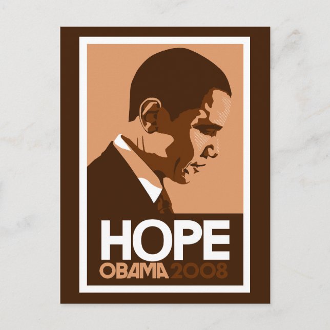 Postal Obama - Esperanza Postcard marrón oscuro (Anverso)