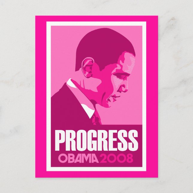 Postal Obama - La Postcarta rosada oscura del progreso (Anverso)