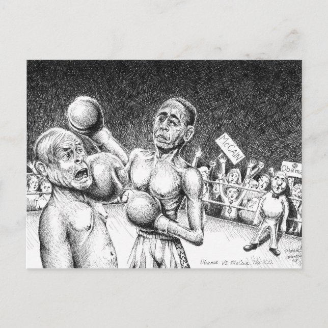 Postal Obama vs. McCain, el K.O. (Anverso)
