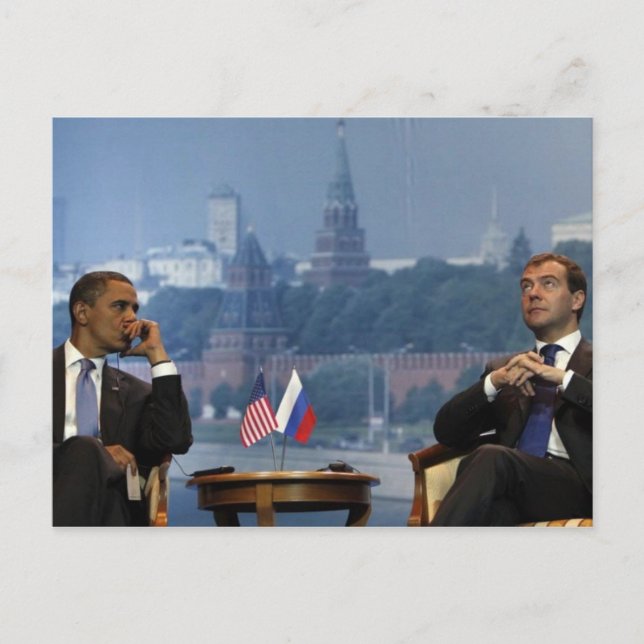 Postal Obama y Medvedev (Anverso)
