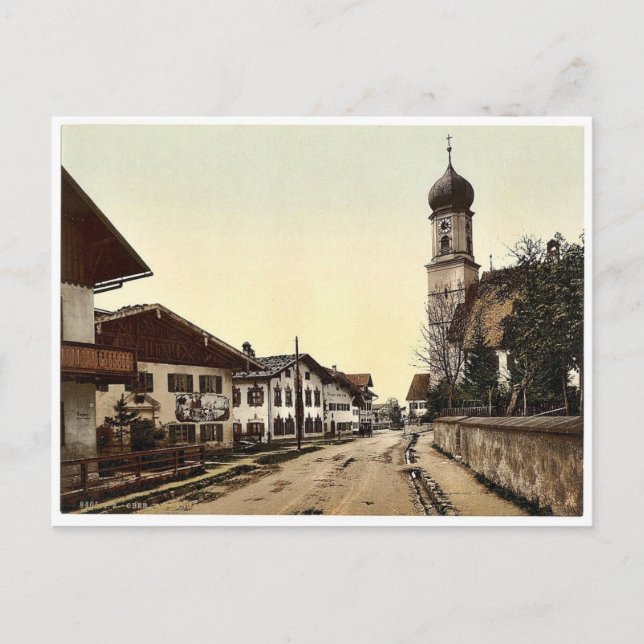 Postal Oberammergau, vista general, Alta Baviera, alemán (Anverso)