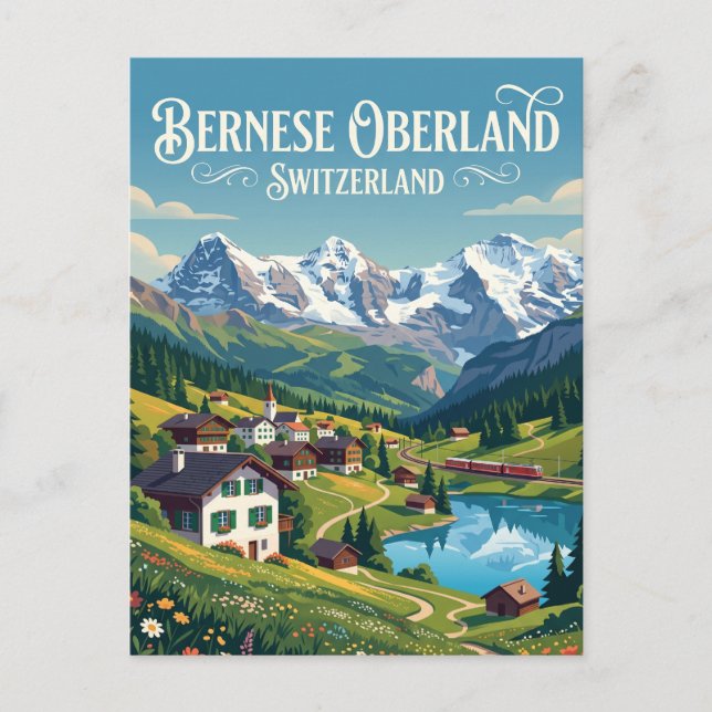 Postal Oberland bernés Suiza (Anverso)