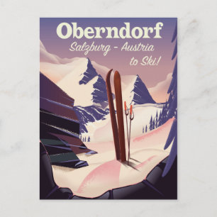 Postal Oberndorf, Salzburgo, Austria, cartel de esquí