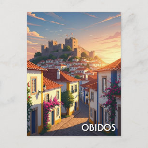 Postal Óbidos Viajes Portugal