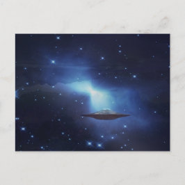 Postal Objeto volador de OVNI en el espacio
