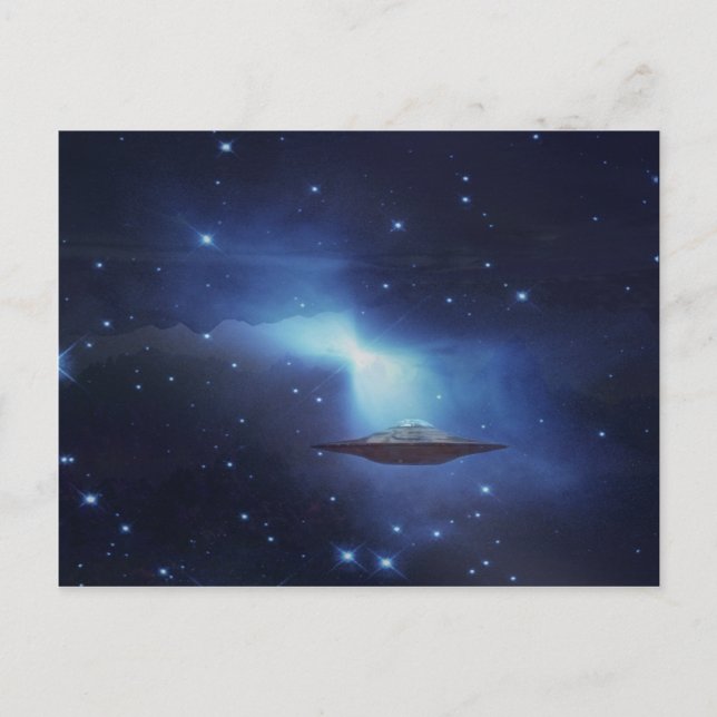Postal Objeto volador de OVNI en el espacio (Anverso)