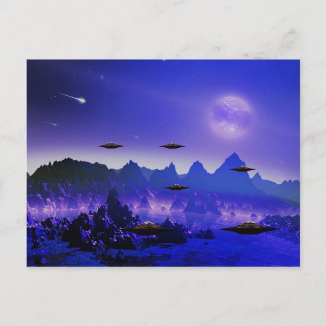 Postal Objeto volador de OVNI en el espacio (Anverso)
