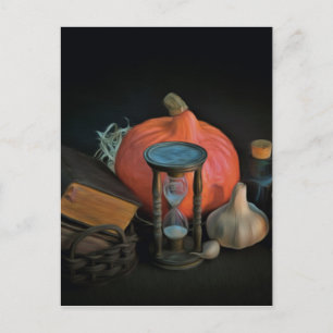 Postal Objetos de brujería en una mesa en una habitación 