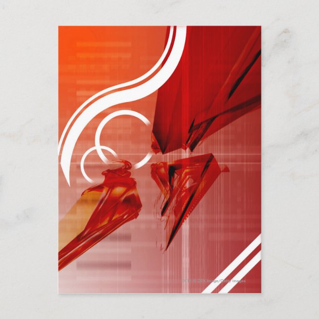Postal Objetos rojos con líneas blancas (Anverso)