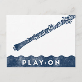 Postal Oboe - Blanco azul de la marina retro vinta