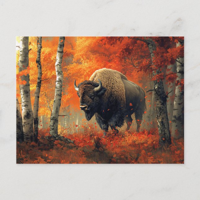 Postal Obra artística de Bison in the Autumn Woods (Anverso)