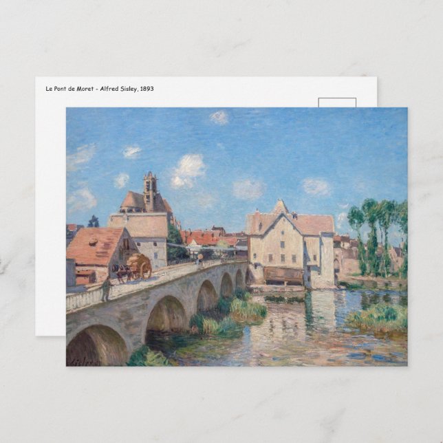 Postal Obra de arte de Alfred Sisley - Le Pont de Moret (Anverso / Reverso)