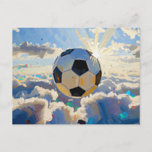 Postal Obra de arte de balón de fútbol volador (pintura a