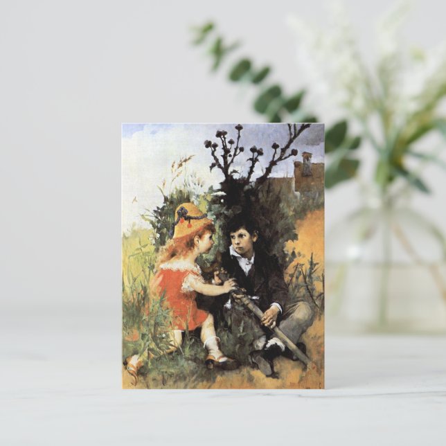 Postal Obra de arte de Carl Larsson, Clair Obscur,  (Anverso de pie)