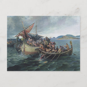 Postal Obra de arte de la batalla naval de Viking