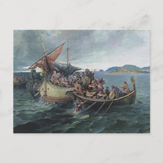 Postal Obra de arte de la batalla naval de Viking (Anverso)