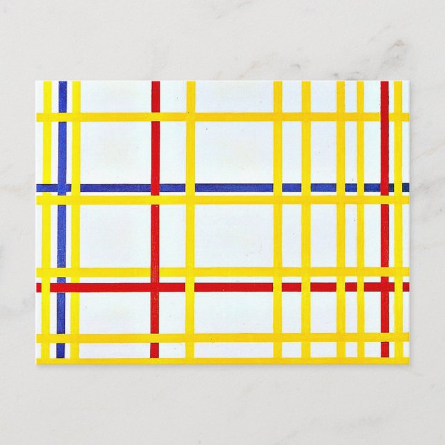 Postal Obra de arte de Mondrian, Nueva York I (Anverso)