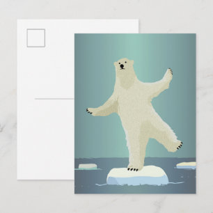Postal Obra de arte del oso polar equilibrándose sobre un