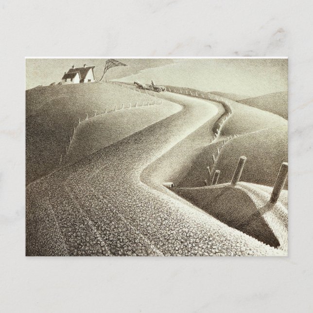 Postal Obra de Grant Wood, marzo (Anverso)