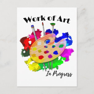 Postal Obra De Pinceles De Paletas De Artistas En Curso