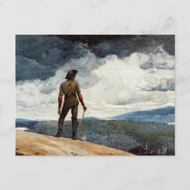 Postal Obra de Winslow Homer en The Woodcutter (Anverso)