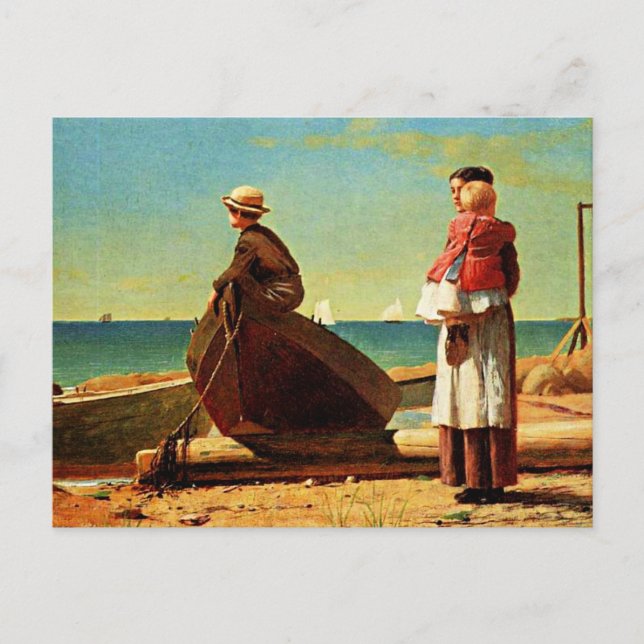 Postal Obra de Winslow Homer, papá viene, (Anverso)