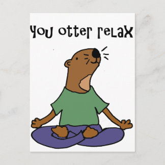 Postal Obra divertida de yoga Sea Otter