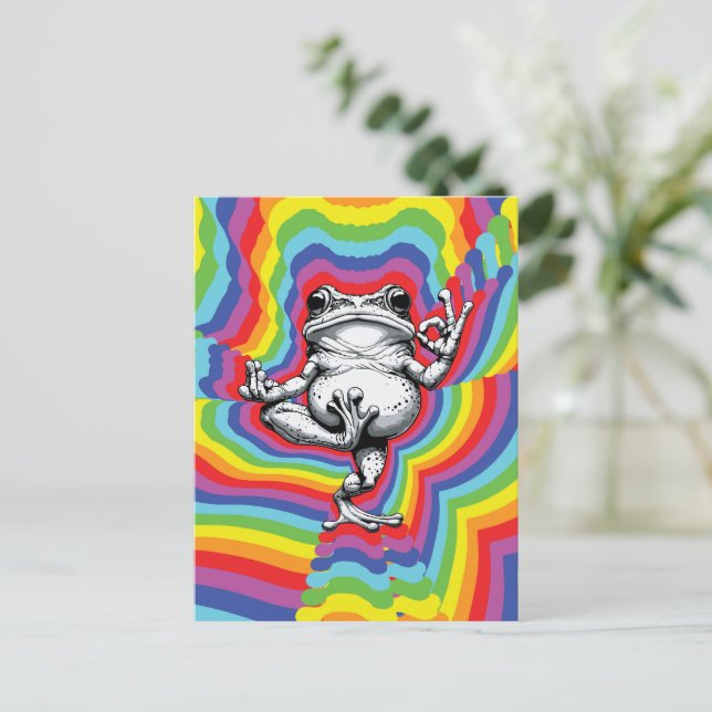 Postal Obra Maestra de la Rana Zen (Anverso de pie)