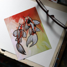 Postal Obras de arte de peces de Koi Pond