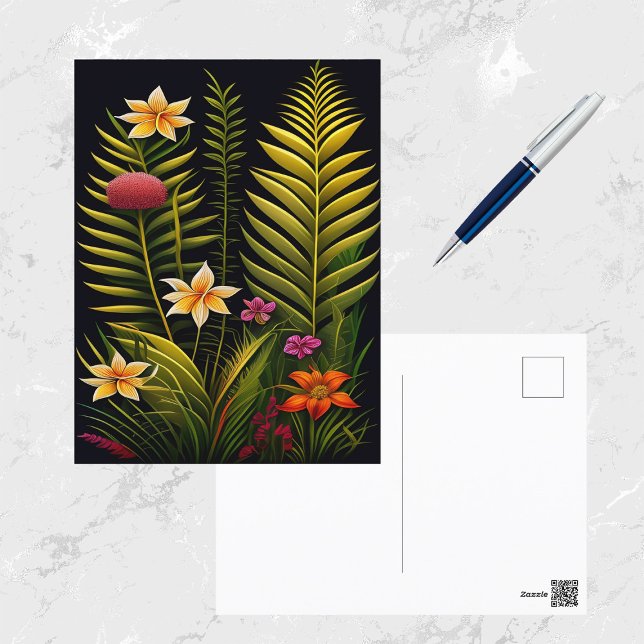 Postal Obras de arte floral verde tropical (Subido por el creador)
