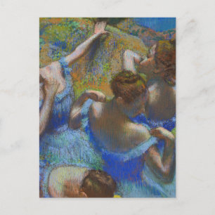 Postal Obras maestras de arte fino Pastel Bailarinas Azul