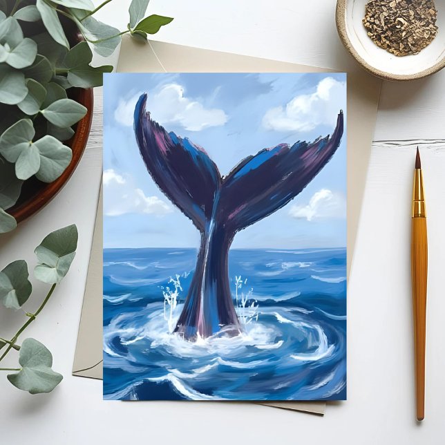 Postal Observación de ballenas | Blue Ocean Watercolor (Subido por el creador)