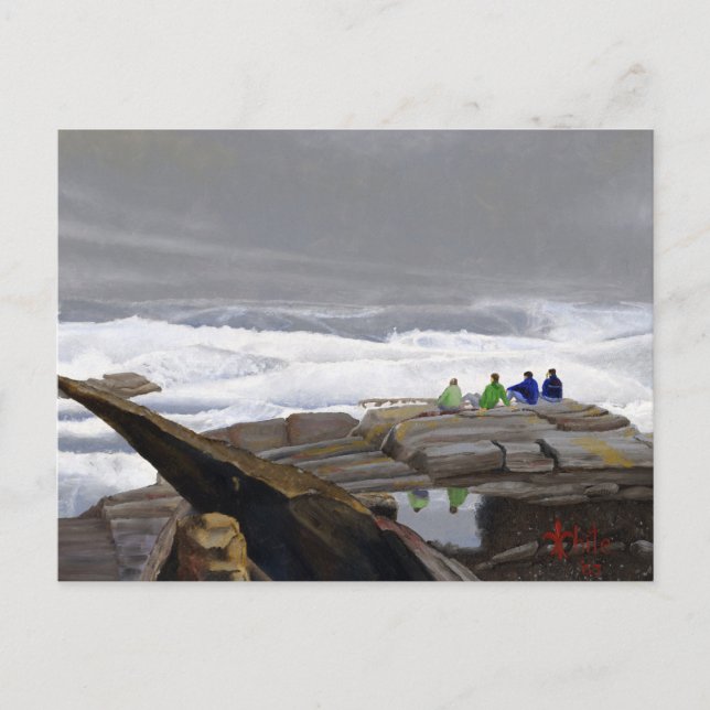 Postal Observadores de olas (Anverso)
