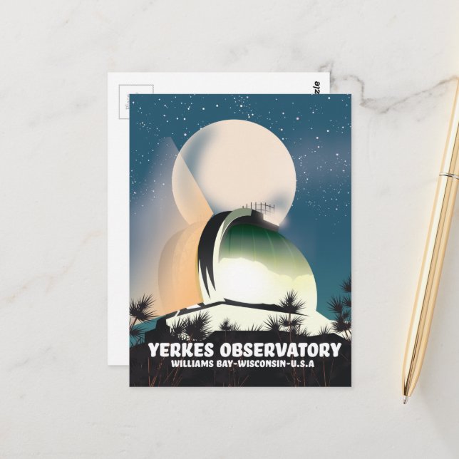 Postal Observatorio Yerkes Williams Bay, Wisconsin, EE. U (Anverso/Reverso In Situ)