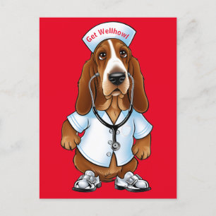 Postal Obtén Wellhowl basset hound en equipo de enfermerí