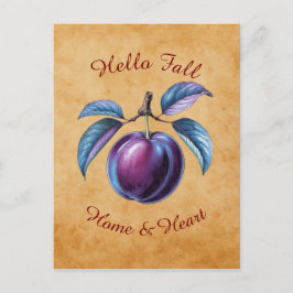 Postal Obtención de otoño de arte de frutas con texto Per