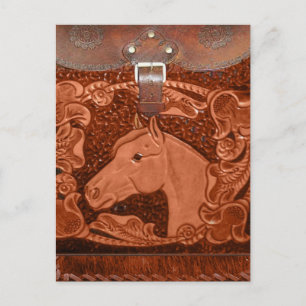 Postal occidental "caballo" de cuero instruido
