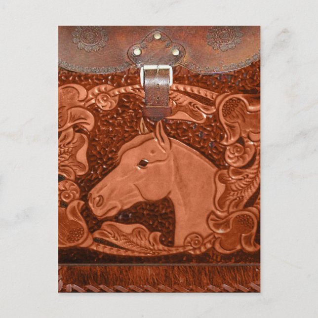 Postal occidental "caballo" de cuero instruido (Anverso)