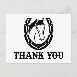 Postal Occidente Gracias a Horse Horseshoe Boda Negro