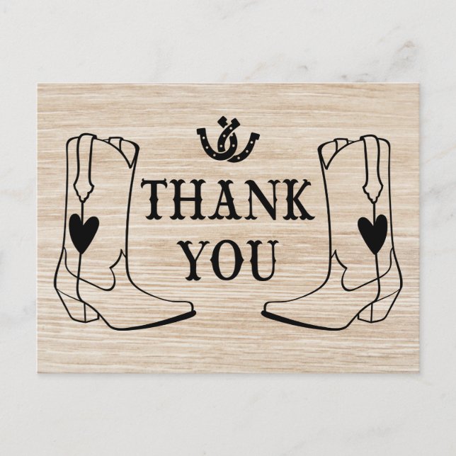 Postal Occidente Gracias a Wood Cowboy Boot Country Weddi (Anverso)