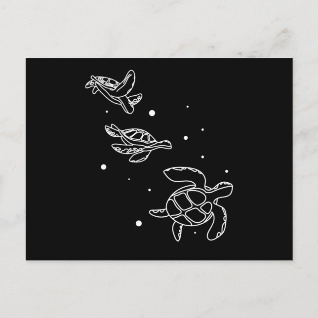 Postal Ocean Animals Cute Swimming Turtles (Anverso)