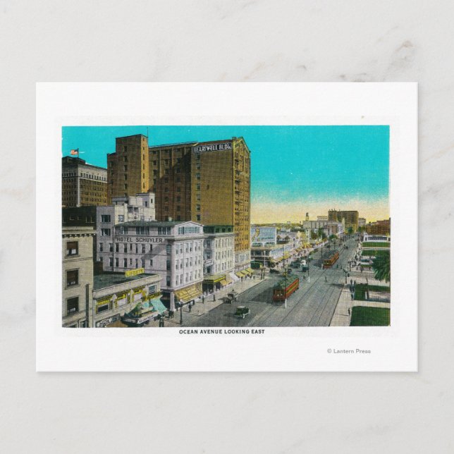 Postal Ocean Avenue Hacia El Este, Long Beach (Anverso)