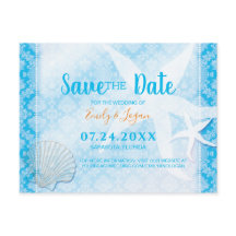 Ocean Blue Beach Wedding Salva la fecha