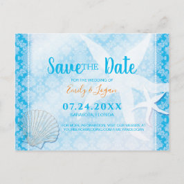 Postal Ocean Blue Beach Wedding Salva la fecha