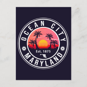 Postal Ocean City Maryland Retro Sunset Souvenirs 60